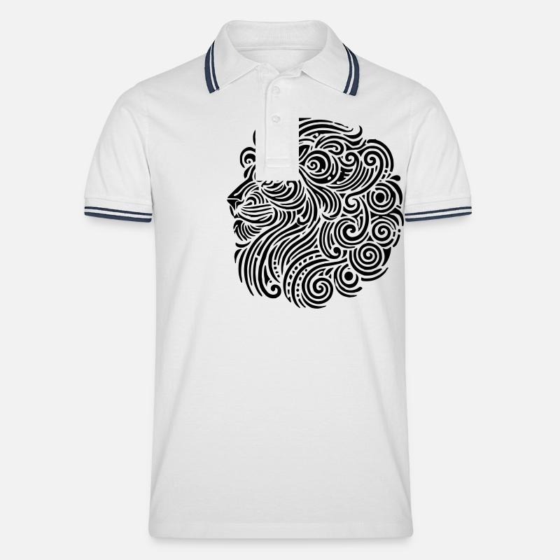 Löwe Tribal - Männer Tipped Poloshirt - Weiß/Navy