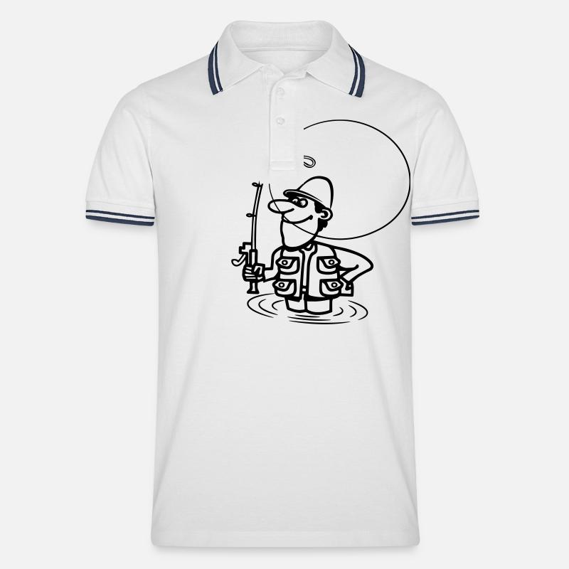 angeln spass - Männer Tipped Poloshirt - Weiß/Navy