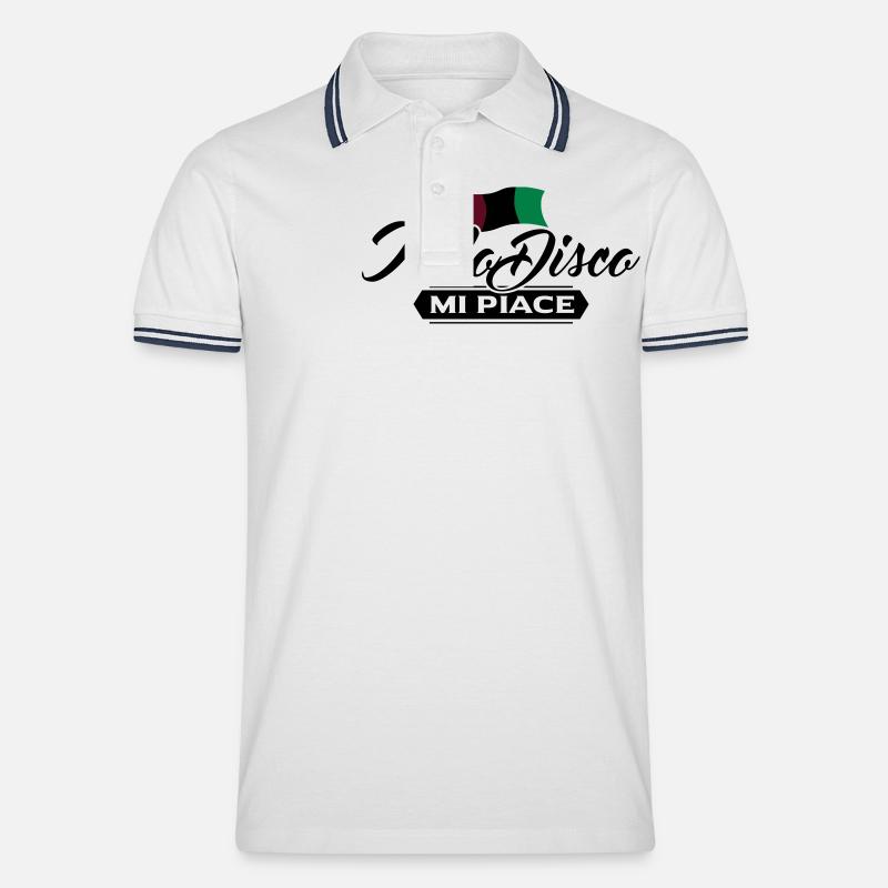 Italo Disco - Männer Tipped Poloshirt - Weiß/Navy