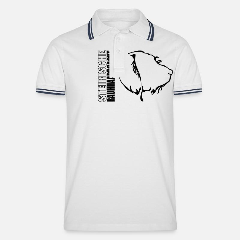 STEIRISCHE RAUHHAARBRACKE PROFIL - Männer Tipped Poloshirt - Weiß/Navy