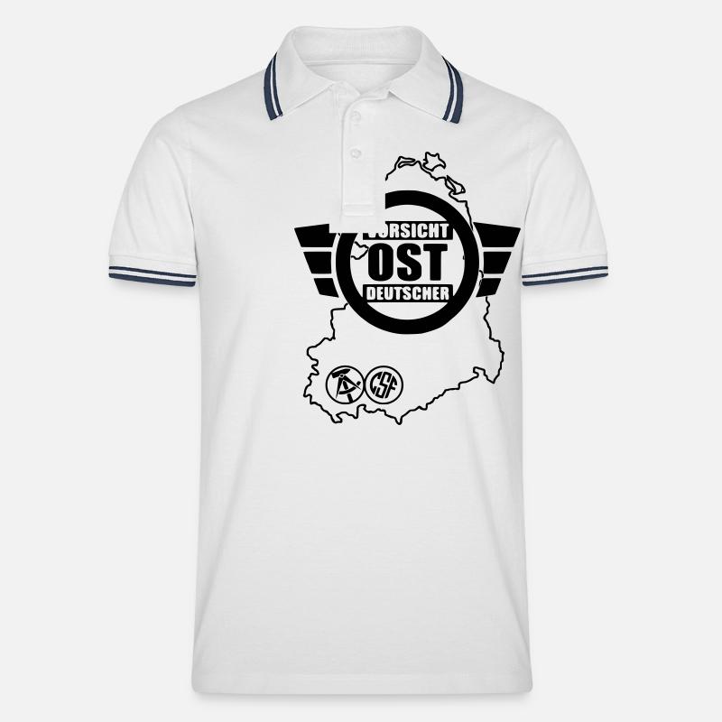 Vorsicht Ost Deutscher - Männer Tipped Poloshirt - Weiß/Navy