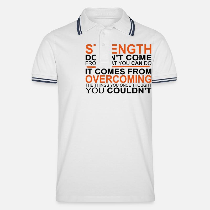 Strength comes from Overcoming - Men's Tipped Polo Shirt - white/navy