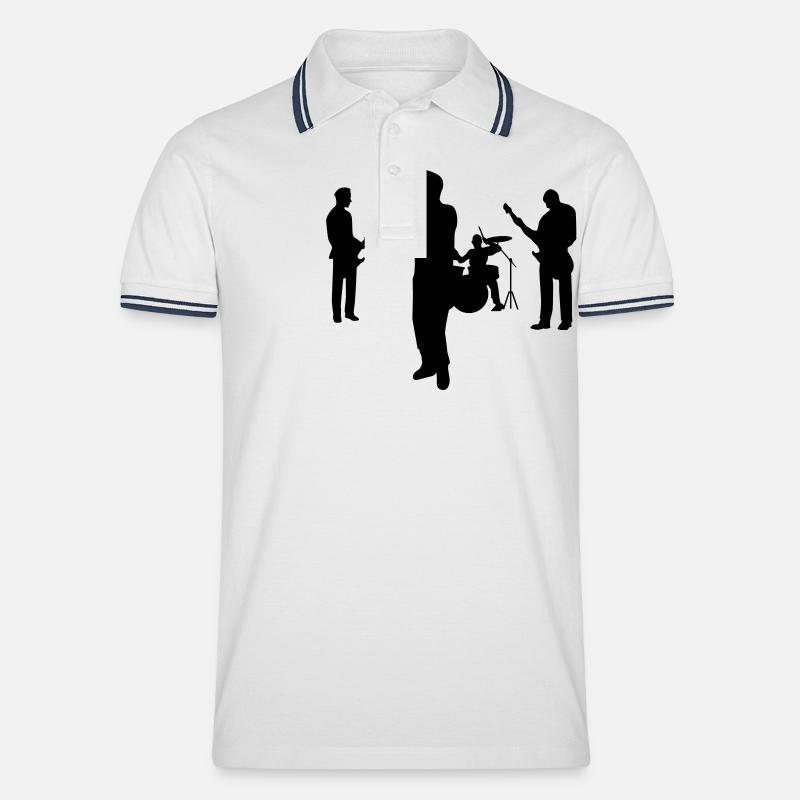 banda - Polo con ribete para hombre - blanco/azul marino