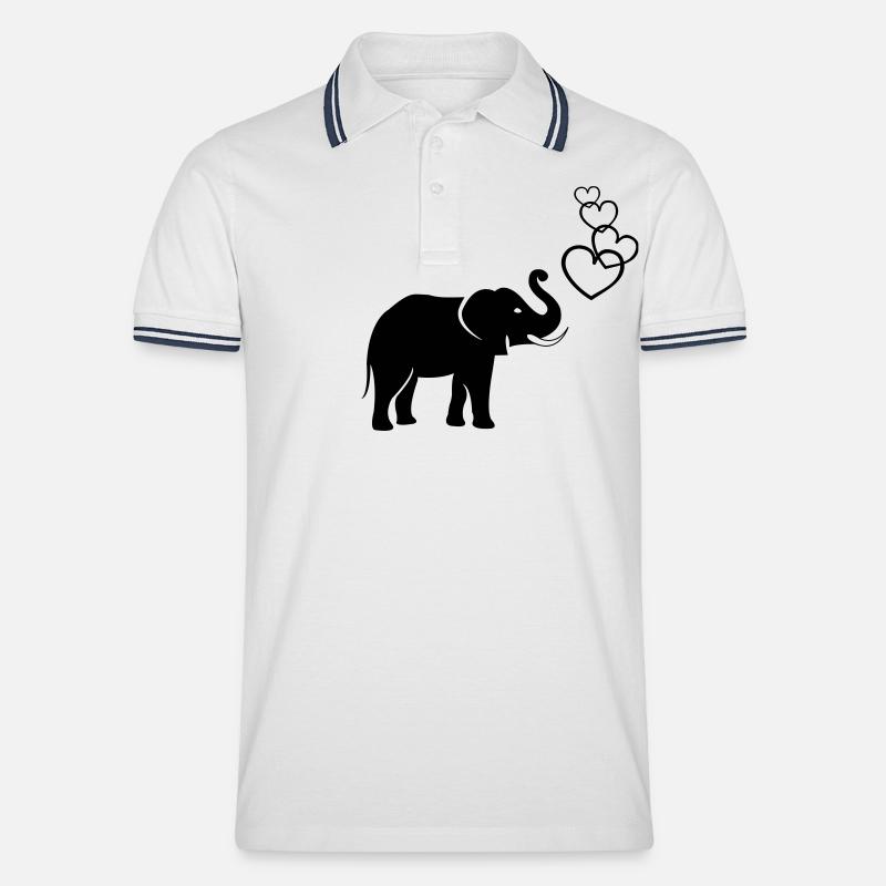 elefanten_love_02 - Männer Tipped Poloshirt - Weiß/Navy