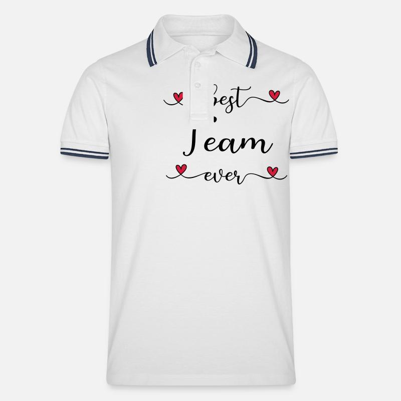 Best Team ever - Männer Tipped Poloshirt - Weiß/Navy