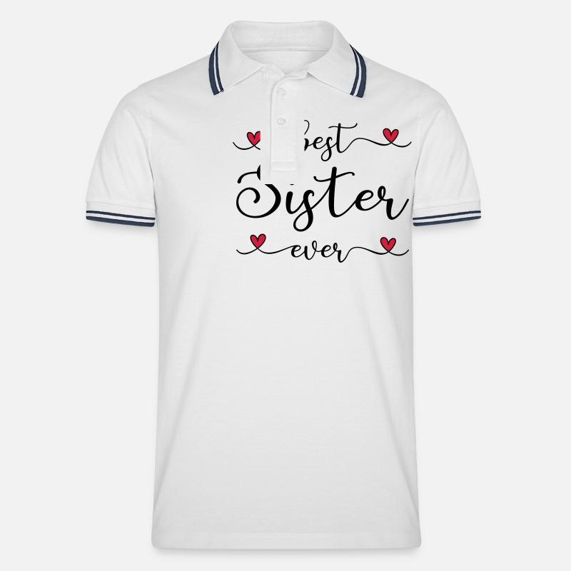 Beste Schwester - Männer Tipped Poloshirt - Weiß/Navy