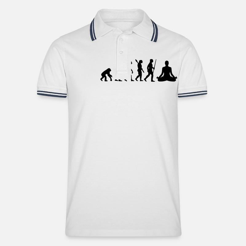 MEDITATION EVOLUTION! - Männer Tipped Poloshirt - Weiß/Navy