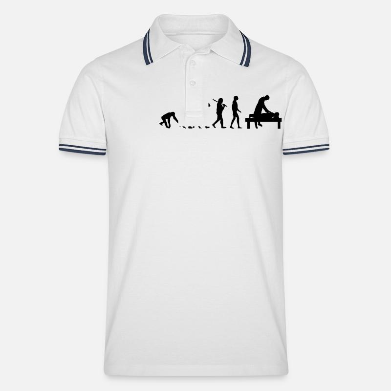 BURNOUT EVOLUTION - Männer Tipped Poloshirt - Weiß/Navy