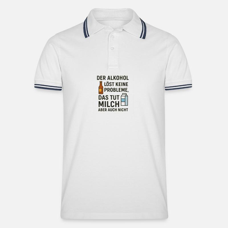 Alkohol Löst Keine Probleme - Männer Tipped Poloshirt - Weiß/Navy