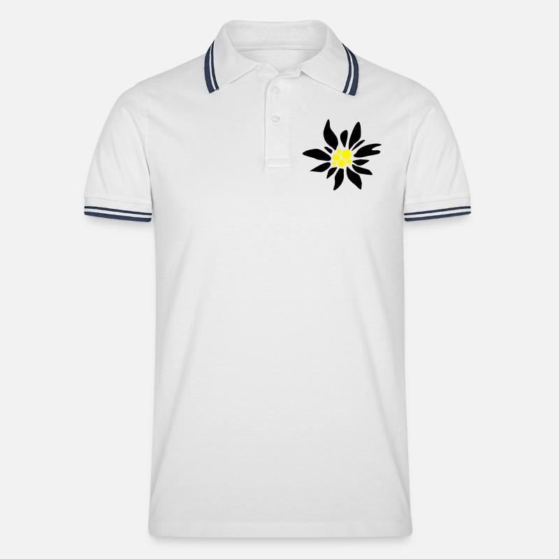 Edelweiss - Männer Tipped Poloshirt - Weiß/Navy