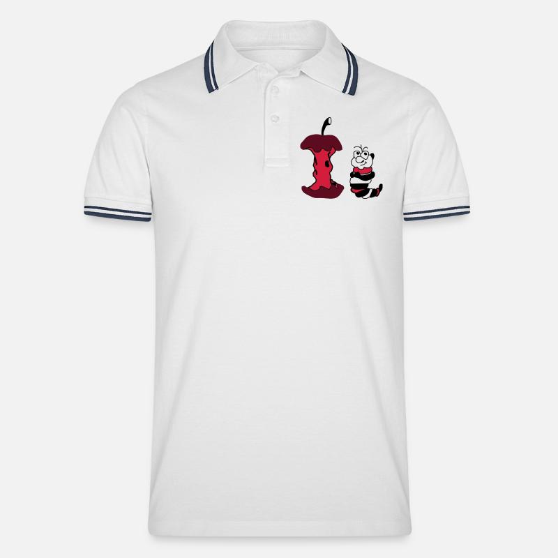 Apfel und Wurm - Männer Tipped Poloshirt - Weiß/Navy