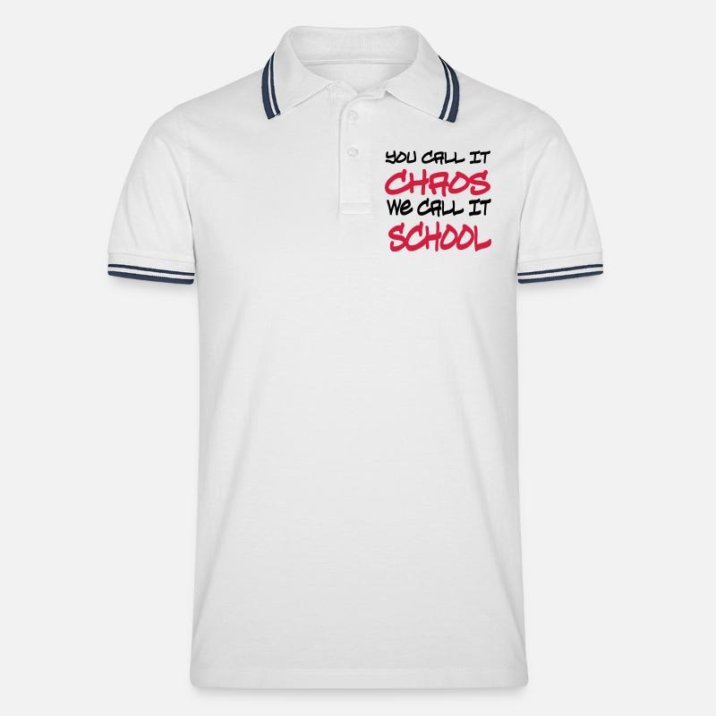 Schule - Männer Tipped Poloshirt - Weiß/Navy