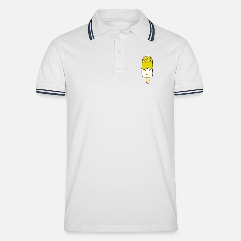 Eiscreme Eis Essen - Männer Tipped Poloshirt - Weiß/Navy