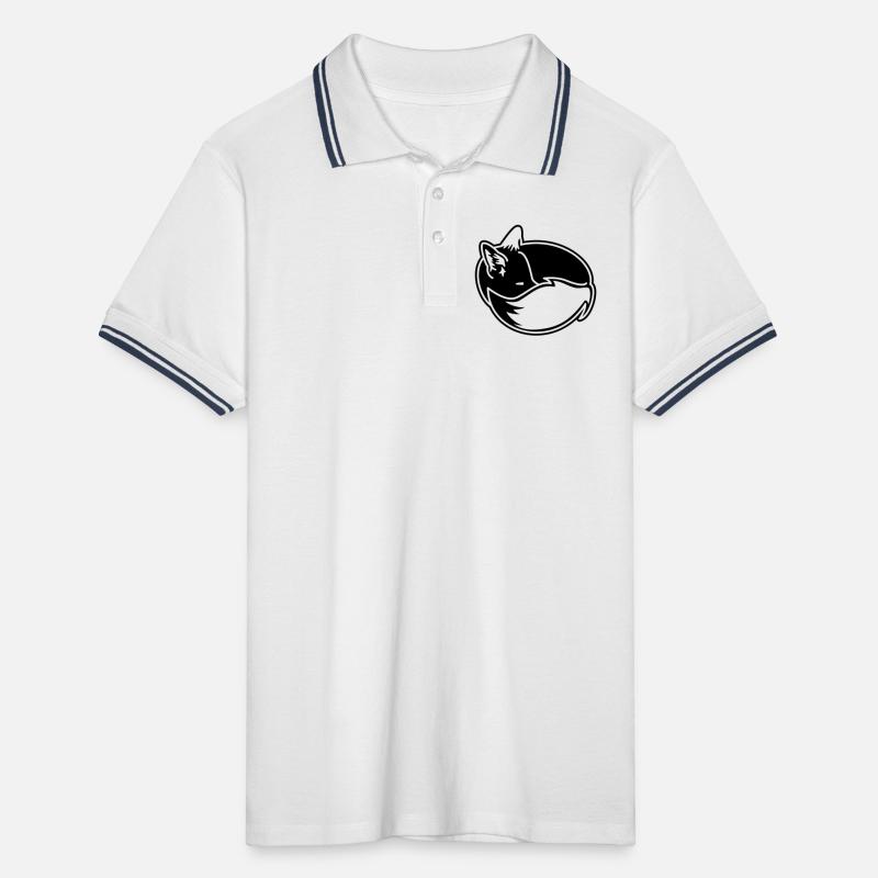 Fuchs eingekuschelt – Kawaii Fox Cartoon Design Männer Tipped Poloshirt