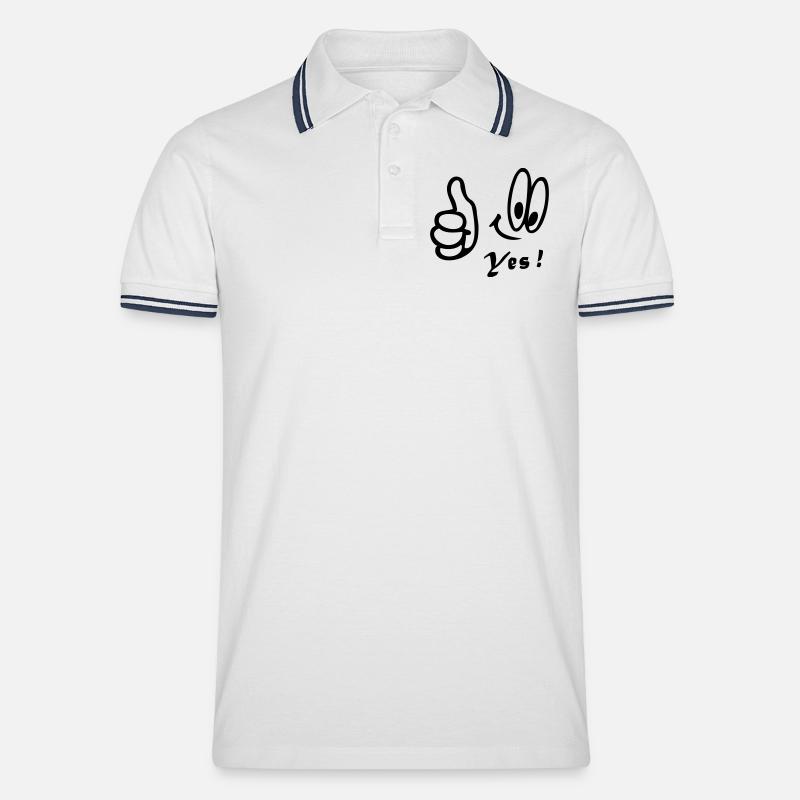 Number One , Yes, Comic - Männer Tipped Poloshirt - Weiß/Navy