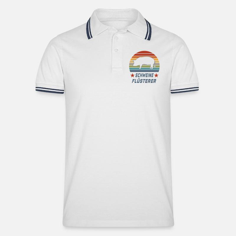 Schweine Flüsterer Design / Geschenkidee - Männer Tipped Poloshirt - Weiß/Navy