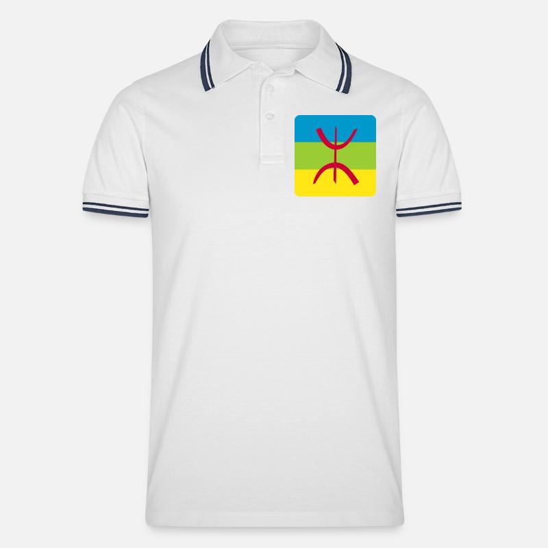 berber flagge aufkleber amazigh ref - Männer Tipped Poloshirt - Weiß/Navy