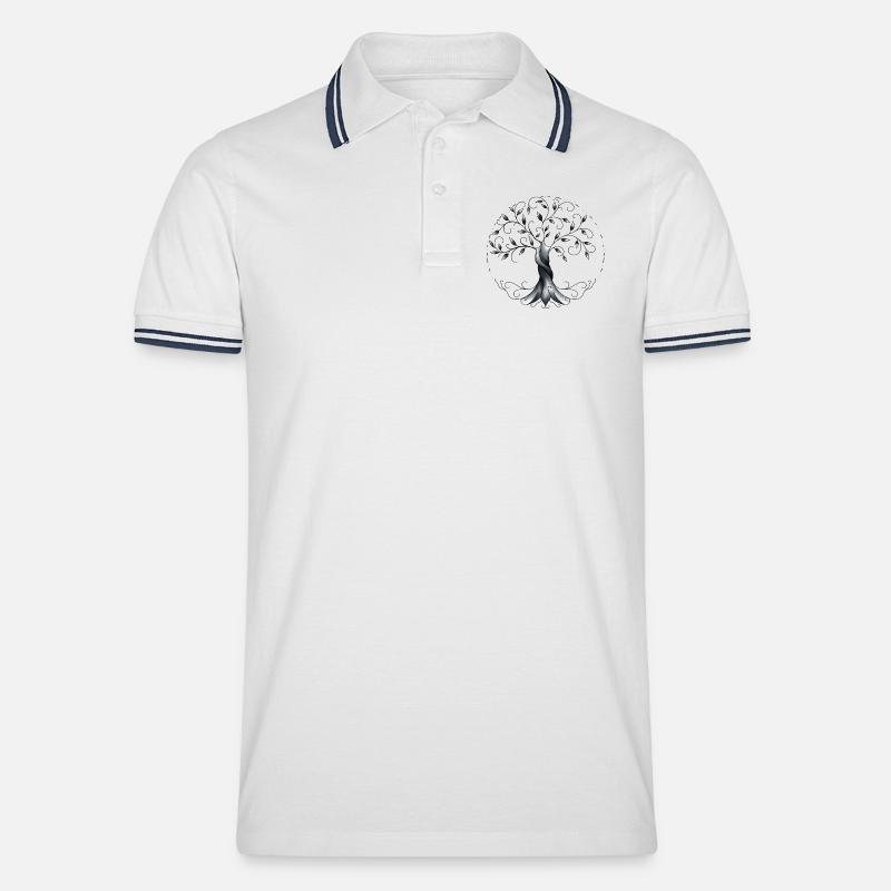 Baum des Lebens - Männer Tipped Poloshirt - Weiß/Navy