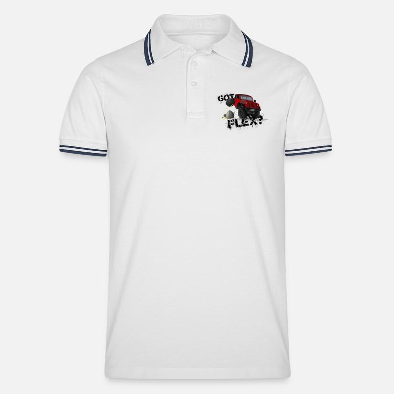 GOT FLEX? - OFFROADER Crawler - Rot - Männer Tipped Poloshirt - Weiß/Navy