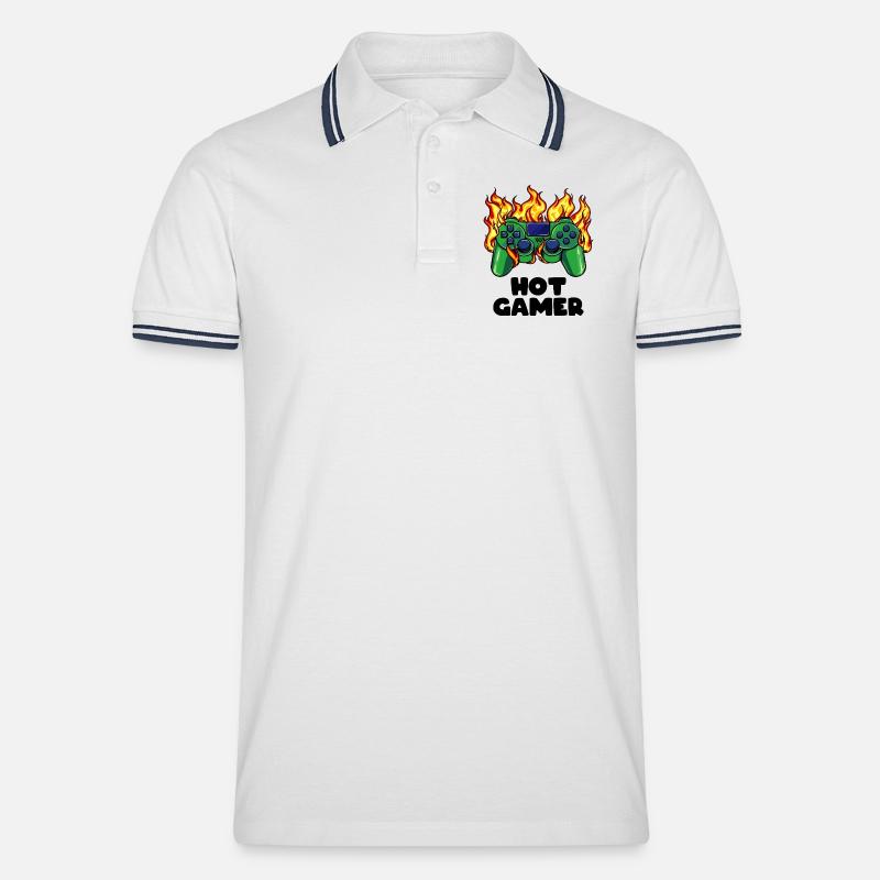 Gamer Zocker Videospieler Games Controller - Männer Tipped Poloshirt - Weiß/Navy