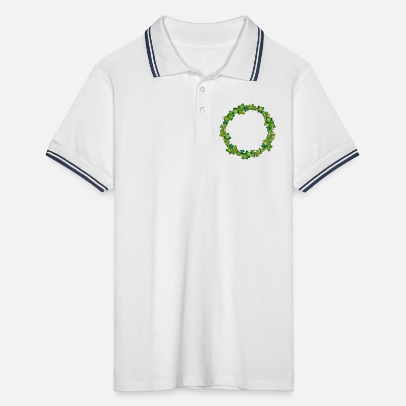 dekorativer Efeu Kranz oder Efeu Rahmen Männer Tipped Poloshirt