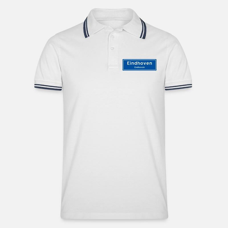 Ortsschild Eindhoven - Männer Tipped Poloshirt - Weiß/Navy