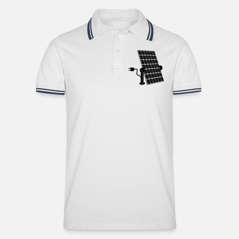 Solarpanel mit Stecker - Männer Tipped Poloshirt - Weiß/Navy