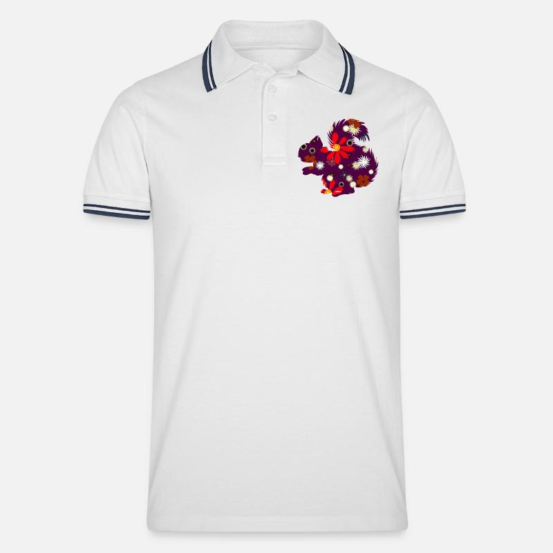 Herbstoutfit freizeit, eichhörnchchen design - Männer Tipped Poloshirt - Weiß/Navy