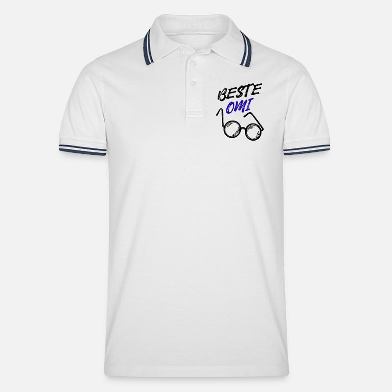 Oma Großmutter Beste Omi Brille Statement - Männer Tipped Poloshirt - Weiß/Navy