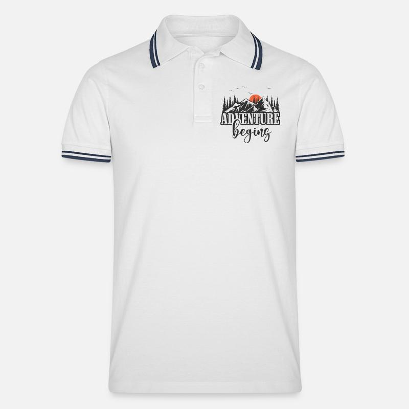 Das Abenteuer beginnt - Männer Tipped Poloshirt - Weiß/Navy