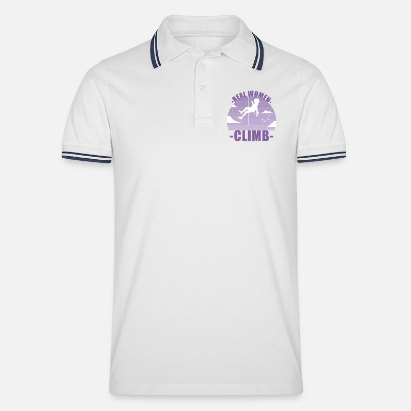 Klettern Bergsteigen Berge Mädchen Geschenk - Männer Tipped Poloshirt - Weiß/Navy