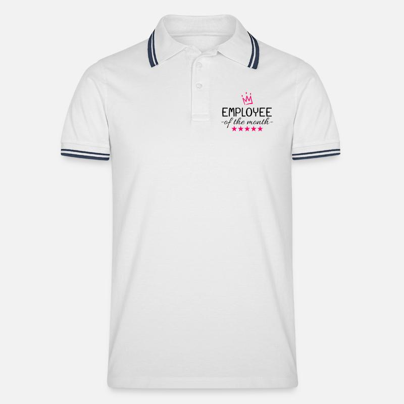 Mitarbeiter des Monats Geschenk - Männer Tipped Poloshirt - Weiß/Navy