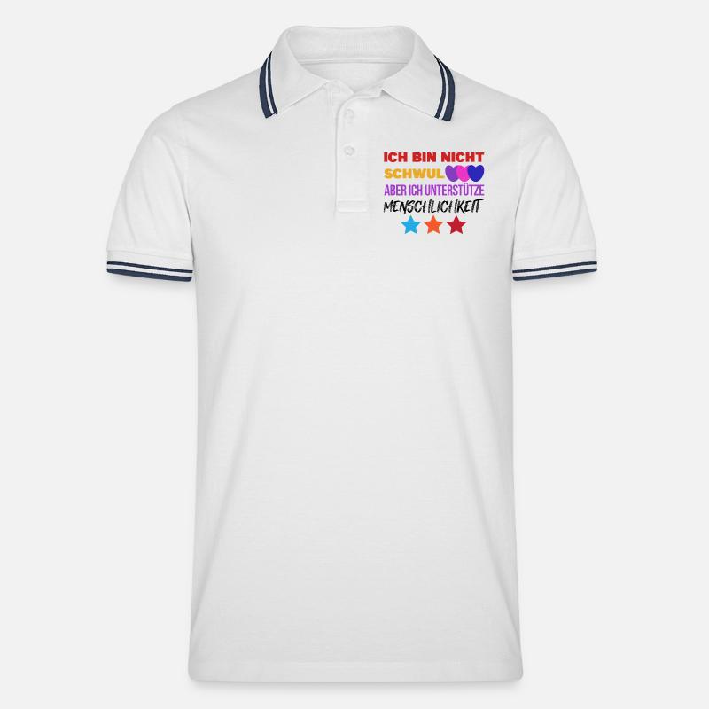 Lesbisch Lgbt Gleichberechtigung Statement Herz - Männer Tipped Poloshirt - Weiß/Navy