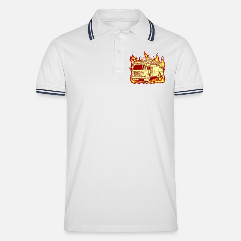 Fire engine fire brigade fire protection - Men's Tipped Polo Shirt - white/navy