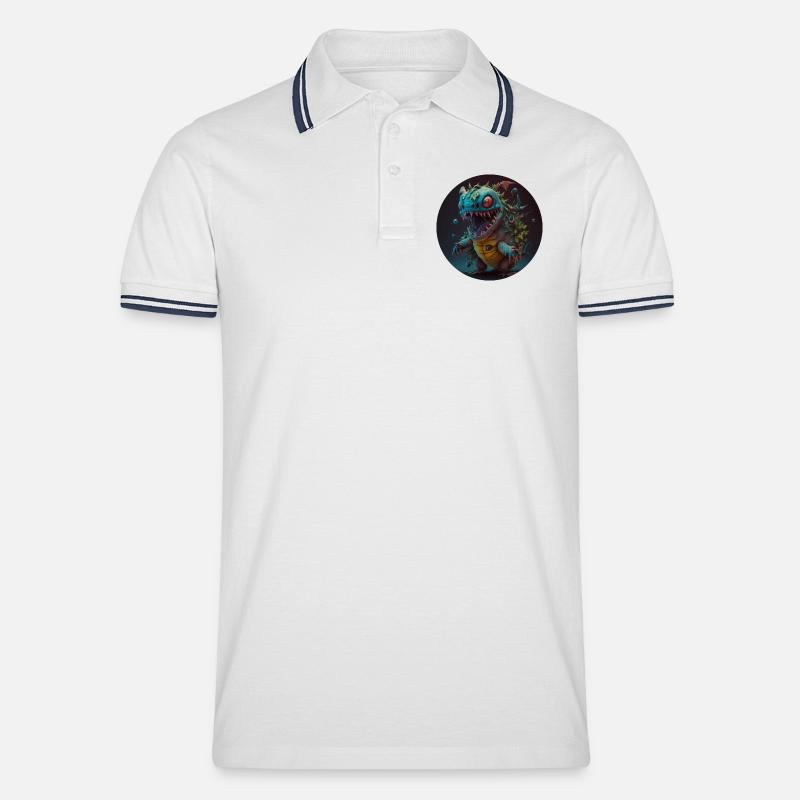 Süsses Monster Comic - Männer Tipped Poloshirt - Weiß/Navy