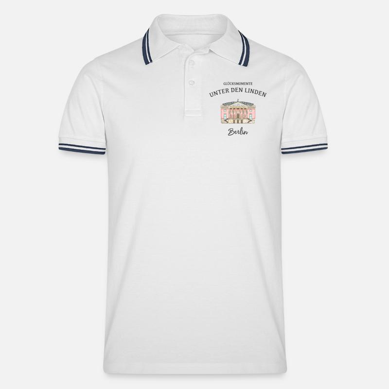 Berlin, Oper Unter den Linden - Männer Tipped Poloshirt - Weiß/Navy