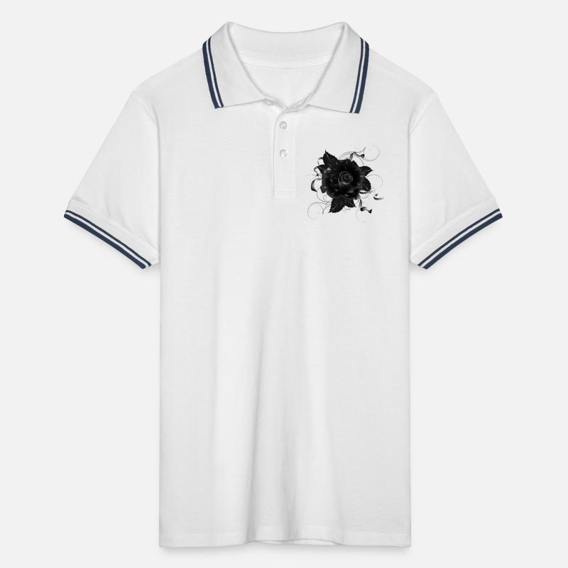 schwarze Gothic Rose mit dunklen Bändern Männer Tipped Poloshirt