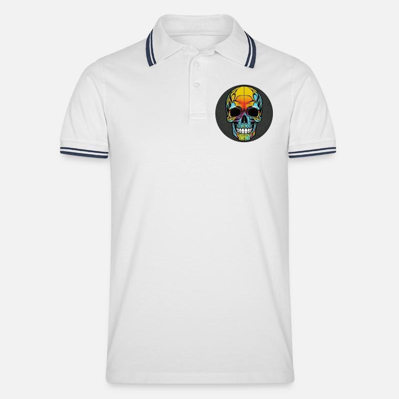 Skull bunt mit rand - Männer Tipped Poloshirt - Weiß/Navy