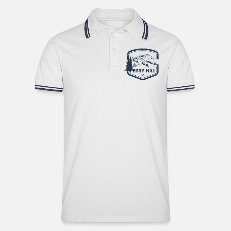 Perry Hill Mountain Trail - Männer Tipped Poloshirt - Weiß/Navy