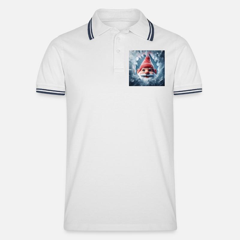 Wichtel schaut durch Eis - Männer Tipped Poloshirt - Weiß/Navy