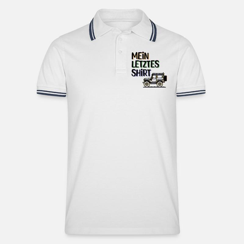 Wanderer Camping Statement Campingplatz Ferien - Männer Tipped Poloshirt - Weiß/Navy