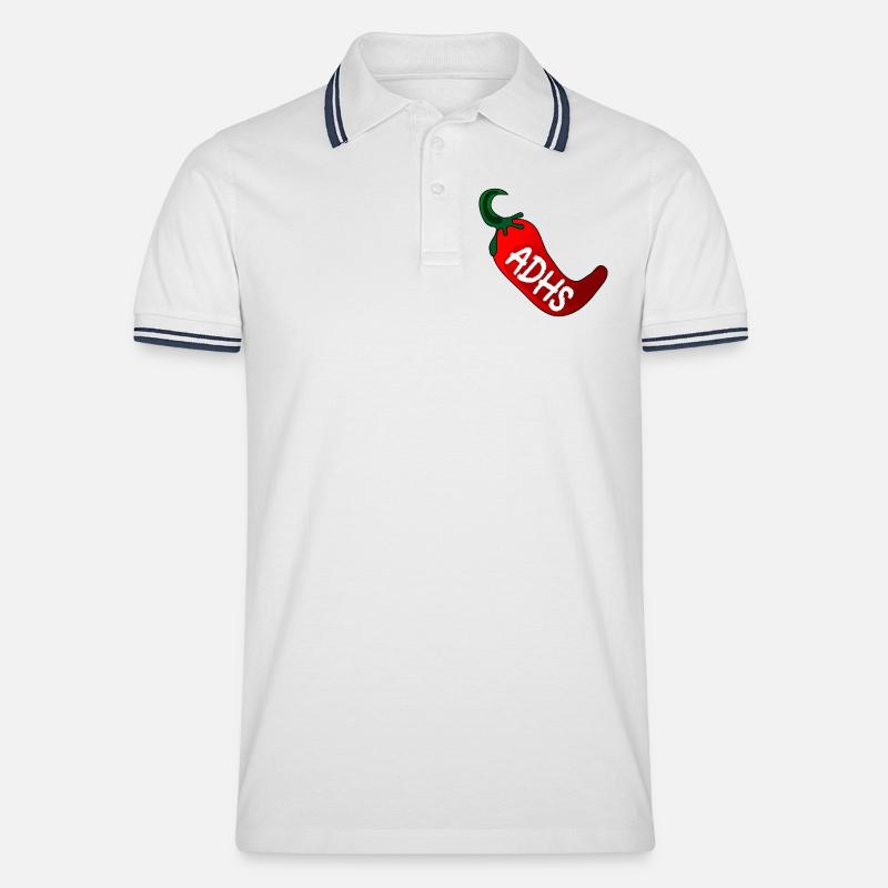 ADHS CHILISCHOTE - Männer Tipped Poloshirt - Weiß/Navy