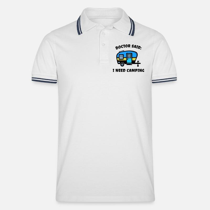 Camper Camping Wohnmobil Statement Wanderer - Männer Tipped Poloshirt - Weiß/Navy