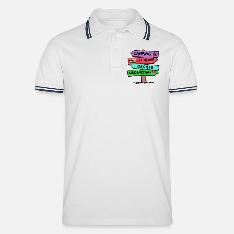 Campingplatz Camping Wanderer Wohnmobil Statement - Männer Tipped Poloshirt - Weiß/Navy