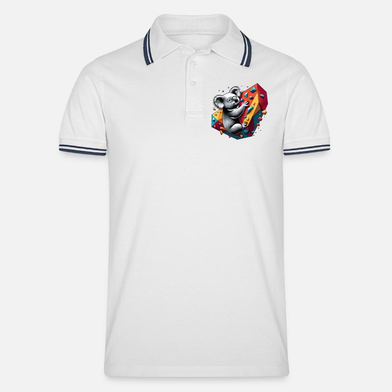 Bouldern Koala Geschenk - Männer Tipped Poloshirt - Weiß/Navy