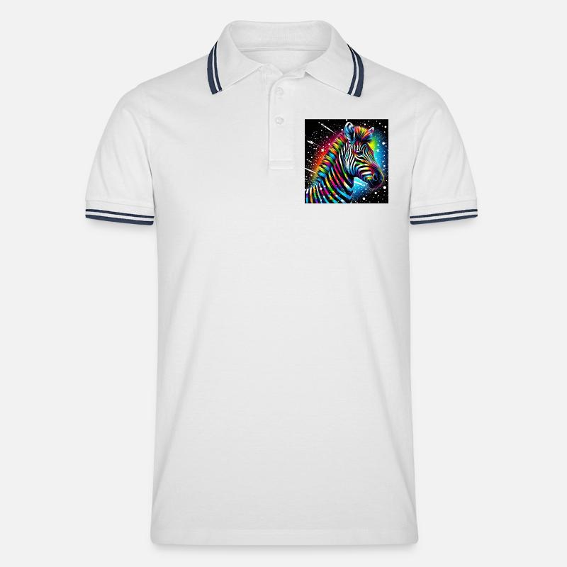 Zebra - Männer Tipped Poloshirt - Weiß/Navy