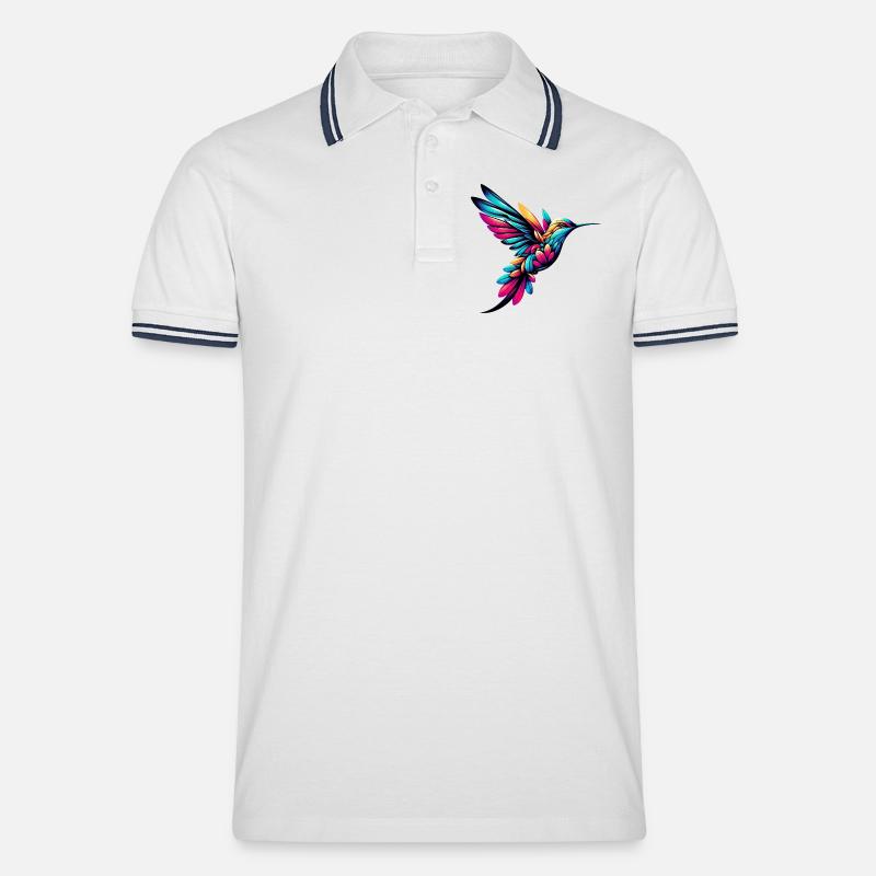 Kolibri - Männer Tipped Poloshirt - Weiß/Navy