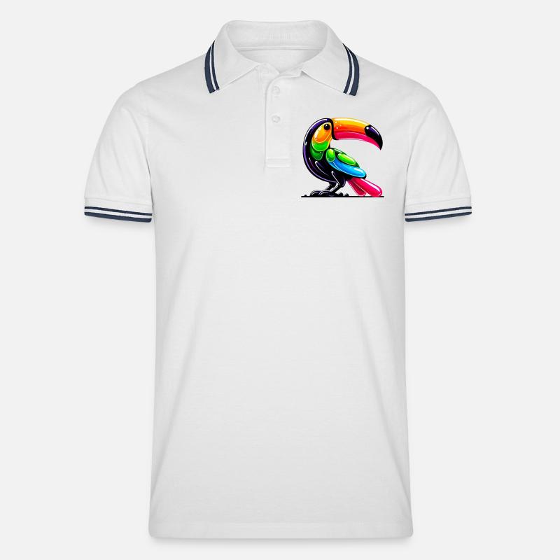 Tukan - Männer Tipped Poloshirt - Weiß/Navy