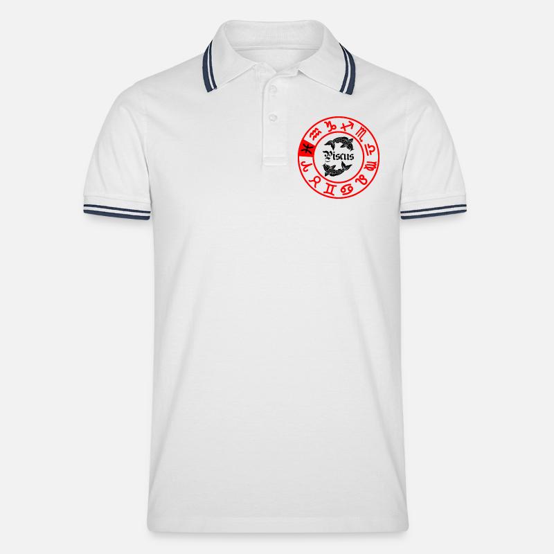 Zwölf Sternzeichen Piscus Piscus - Männer Tipped Poloshirt - Weiß/Navy