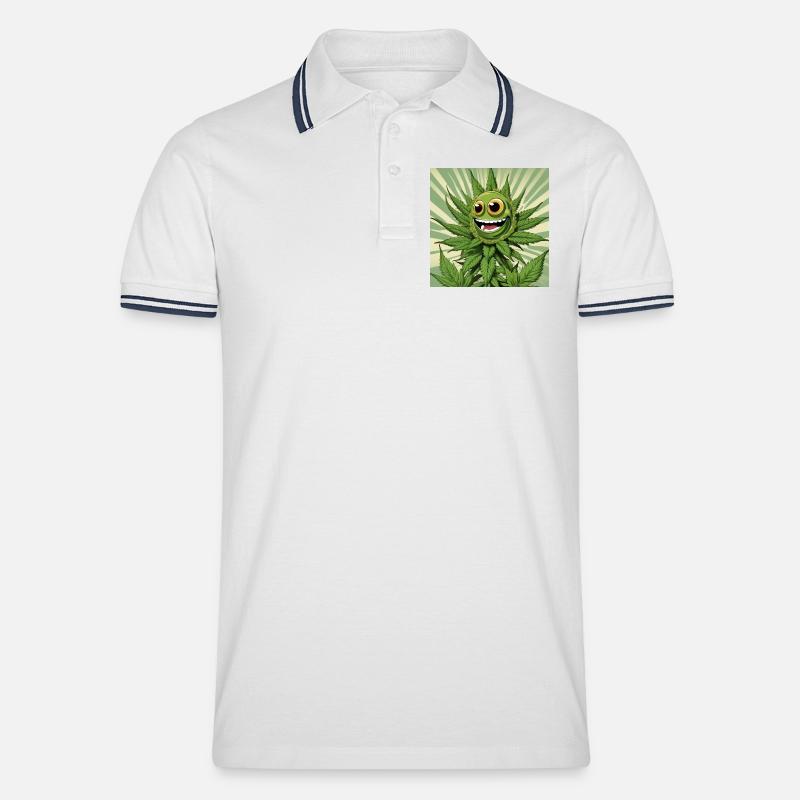 Cannabis 3 - Männer Tipped Poloshirt - Weiß/Navy